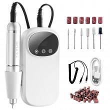 VEVOR Electric Rechargeable Nail Drill, 35,000RPM Portable Cordless Nail E File Machine, LCD-Display Acrylic Gel Grinder Tool with 6 Bits and 50PCS Sanding Bands for Manicure Pedicure Carve Polish