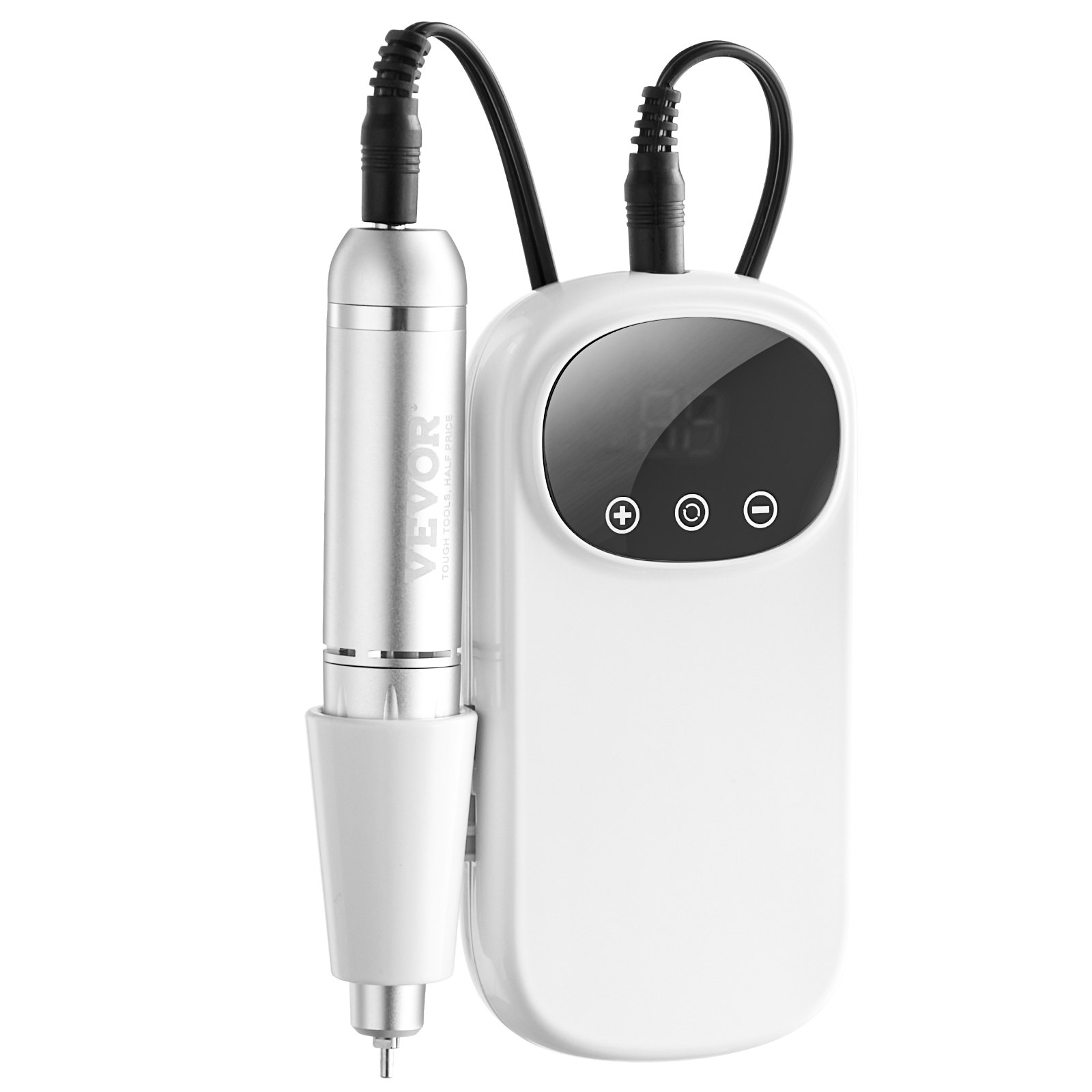 VEVOR Taladro de uñas eléctrico recargable, máquina de lima de uñas inalámbrica portátil de 35.000 RPM, herramienta de amoladora de gel acrílico con pantalla LCD con 6 puntas y 50 bandas de lijado para manicura pedicura tallar esmalte