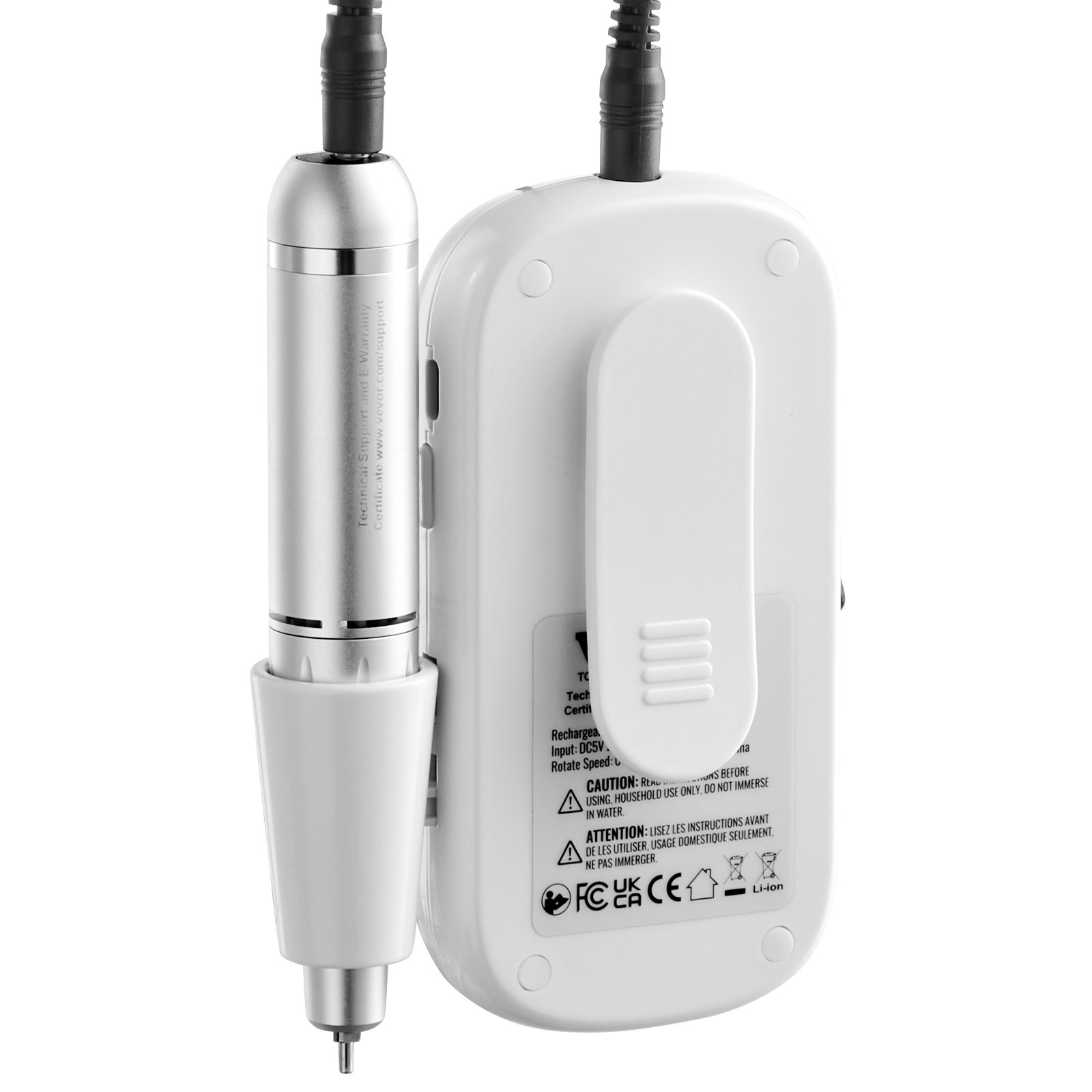 VEVOR Taladro de uñas eléctrico recargable, máquina de lima de uñas inalámbrica portátil de 35.000 RPM, herramienta de amoladora de gel acrílico con pantalla LCD con 6 puntas y 50 bandas de lijado para manicura pedicura tallar esmalte