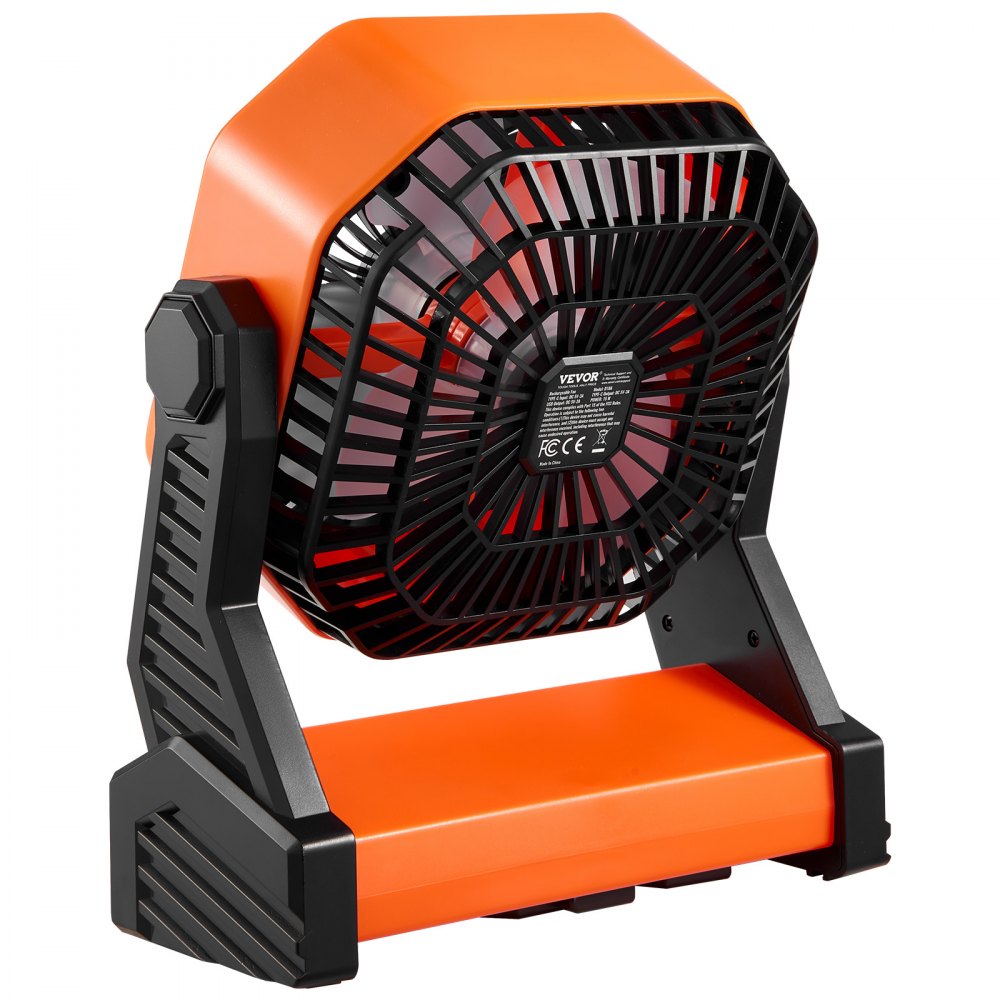 VEVOR 8 inch Rechargeable Camping Fan, Battery Operated with Light & Charging, 4 Speed Portable Outdoor Desktop Fan, 270-degree Manual Tilt for Tent, RV, Car, Travel, Jobsite & Hurricane Power Outages