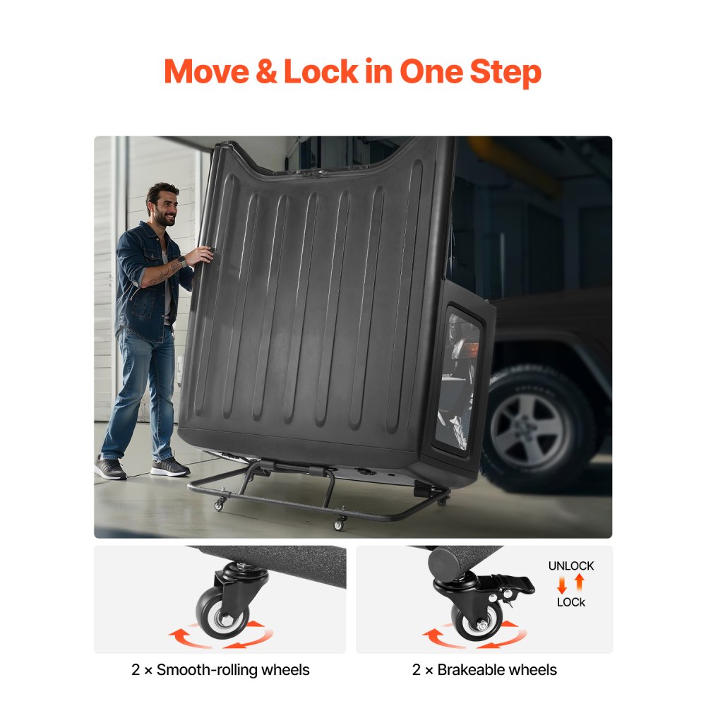 VEVOR Hardtop Storage Cart, Moveable Sturdy Hard Top Cart, with 3-Adjustable Holes & Thickened Soft Padding, Hardtop Storage Rack with Powder Coating, Fit for Jeep Wrangler TJ, JK, JL