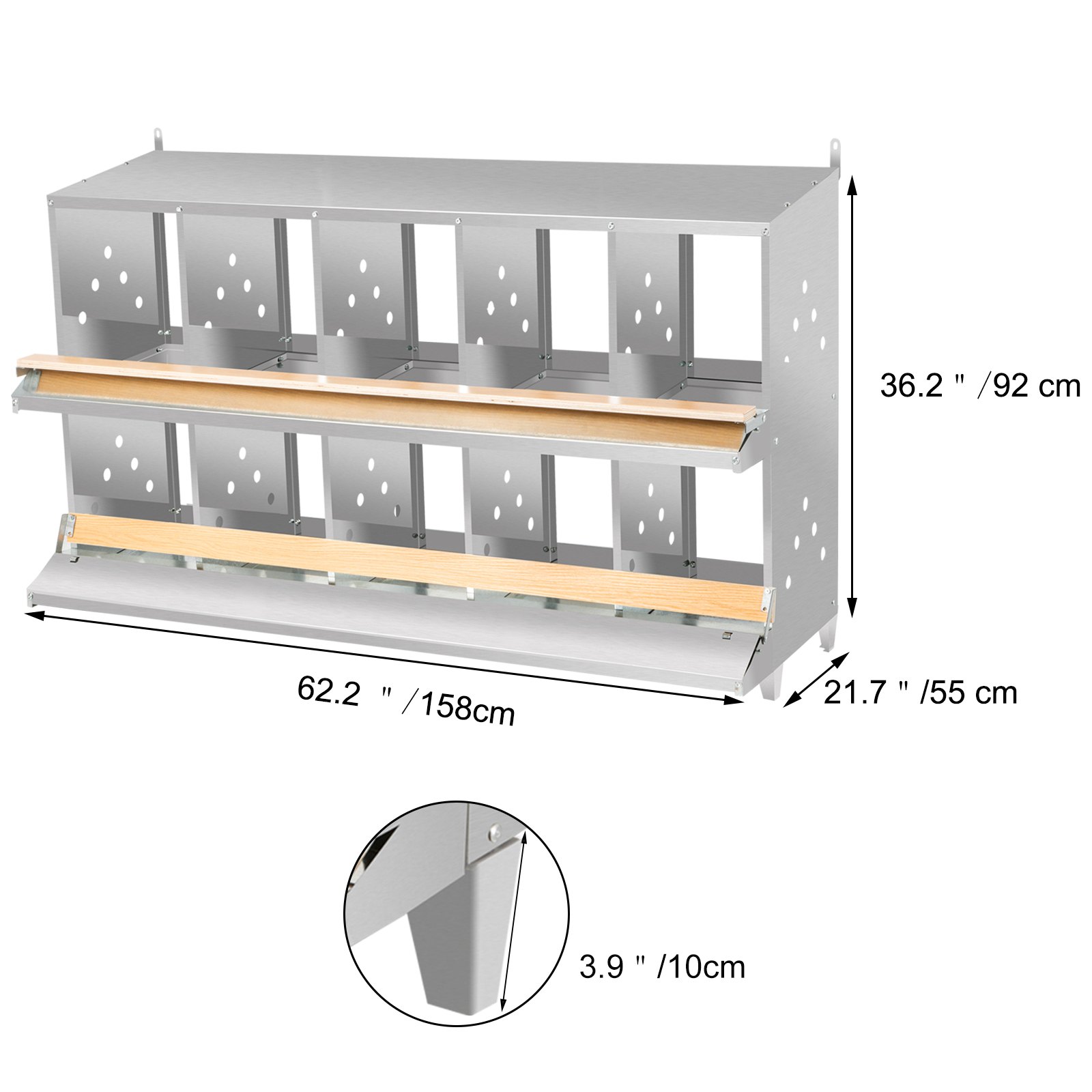VEVOR Poultry Roll Away Nest Box Chicken Laying Nest 10-Hole Egg Collection Tray
