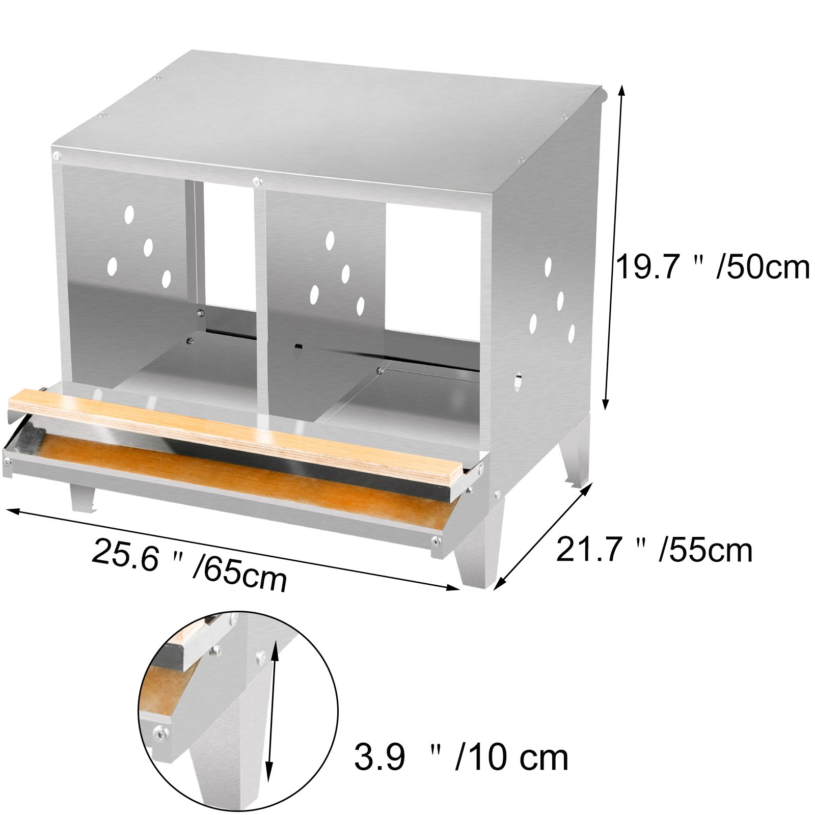 VEVOR Chicken Nesting Boxes Roll Away Eggs Poultry Nest 2 holes with Basket