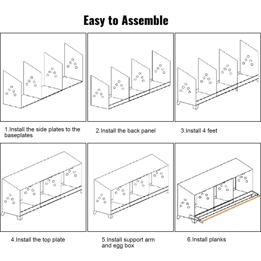 VEVOR Poultry Roll Away Nest Box Chicken Laying Nest 3-Hole Egg Collection Tray