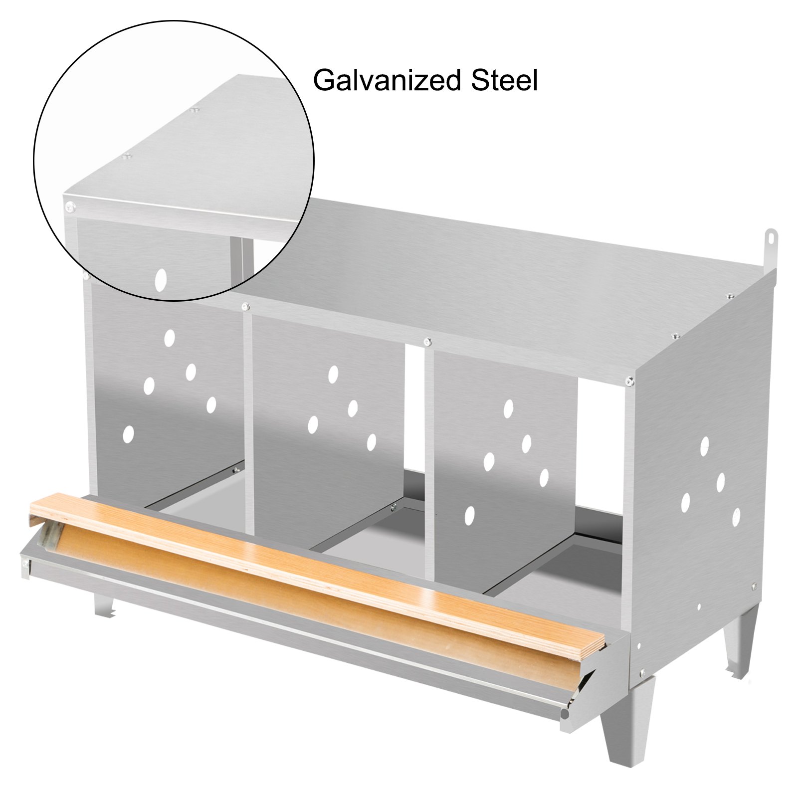 VEVOR Poultry Roll Away Nest Box Chicken Laying Nest 3-Hole Egg Collection Tray