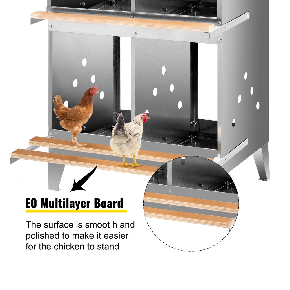 Vevor Chicken Nesting Boxes Nido de aves de corral Huevos de acero galvanizado de 4 agujeros
