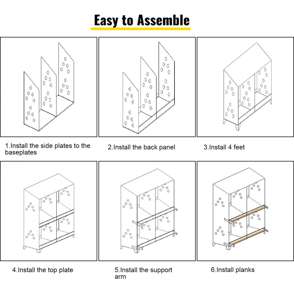 Vevor Chicken Nesting Boxes Nido de aves de corral Huevos de acero galvanizado de 4 agujeros