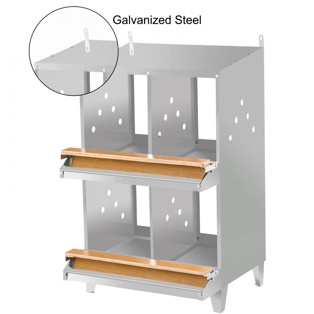 VEVOR Poultry Roll Away Nest Box Chicken Laying Nest 4-Hole Egg Collection Tray