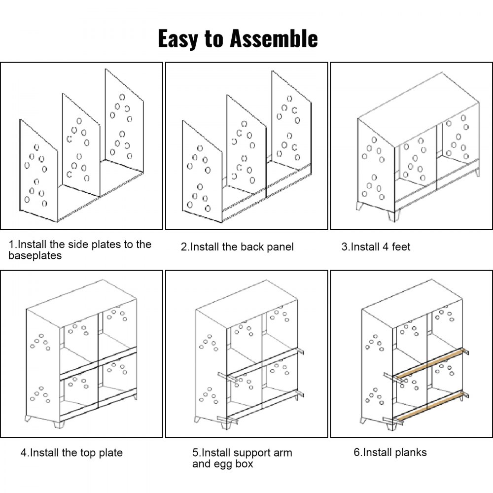VEVOR Poultry Roll Away Nest Box Chicken Laying Nest 4-Hole Egg Collection Tray