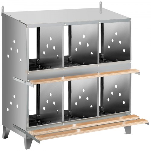 Vevor Chicken Nesting Boxes Poultry Nest 6-hole Galvanized Steel Laying Eggs