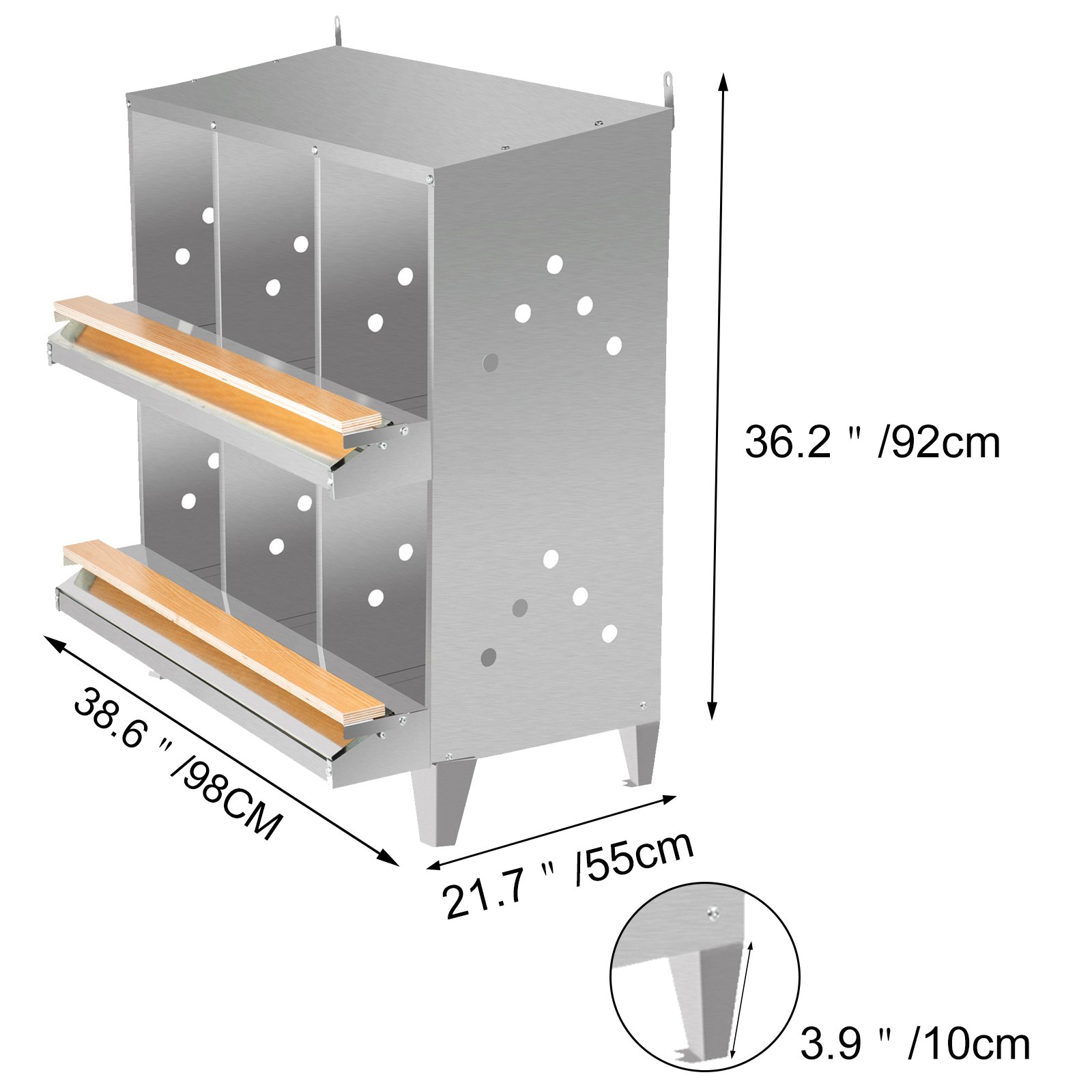 VEVOR Poultry Roll Away Nest Box Chicken Laying Nest 6-Hole Egg Collection Tray