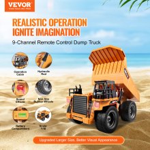 Christmas Gif! VEVOR RC Remote Control Dump Truck Toy Construction Vehicle Toy 9CH 1:18 Scale