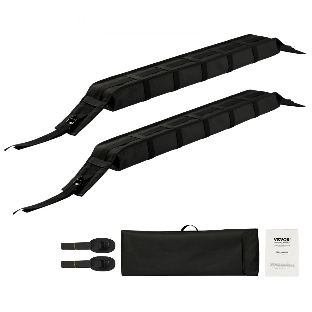 VEVOR Soft Roof Rack Pads, 838mm Universal Car Roof Rack Pad, 176LBS Load Capacity Luggage Kayak Carrier with 2 Tie-Down Straps and Portable Storage Bag for SUP Canoe Snowboard Paddle Board