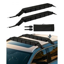 VEVOR Soft Roof Rack Pads, 838mm Universal Car Roof Rack Pad, 176LBS Load Capacity Luggage Kayak Carrier with 2 Tie-Down Straps and Portable Storage Bag for SUP Canoe Snowboard Paddle Board