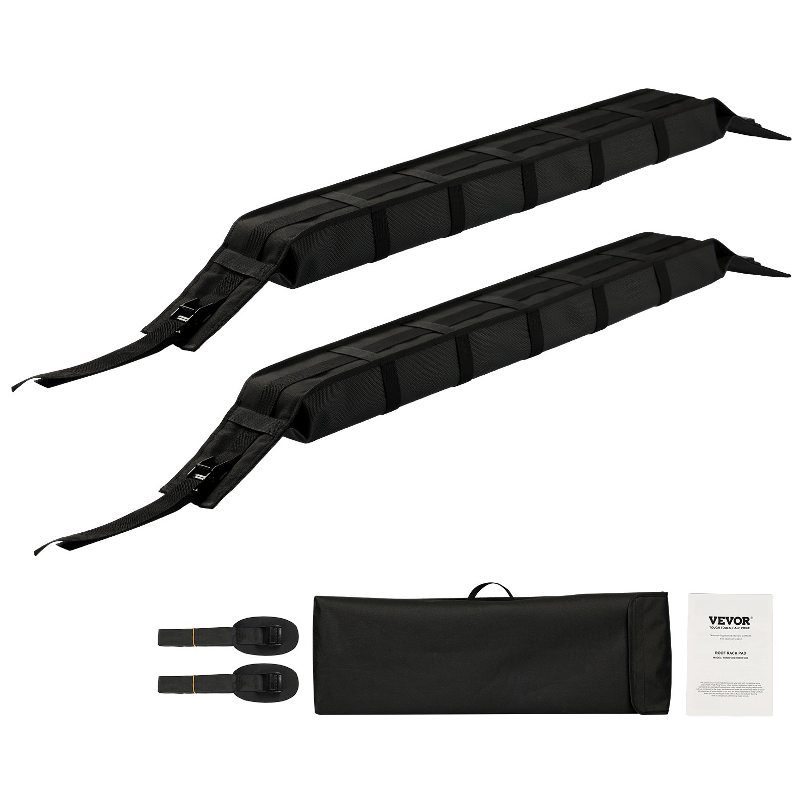 VEVOR Soft Roof Rack Pads, 838mm Universal Car Roof Rack Pad, 176LBS Load Capacity Luggage Kayak Carrier with 2 Tie-Down Straps and Portable Storage Bag for SUP Canoe Snowboard Paddle Board