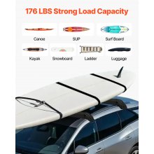 VEVOR Soft Roof Rack Pads, 31.5" Universal Car Roof Rack Pad, 176LBS Load Capacity Luggage Kayak Carrier with 4 Tie-Down Straps,  2 Quick Loop Straps & Storage Bag for SUP Canoe Snowboard Paddle Board