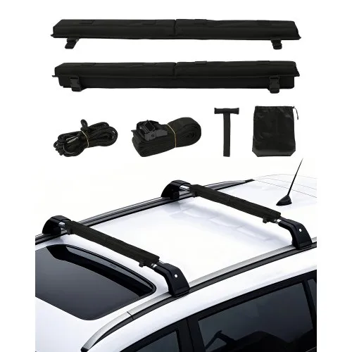 VEVOR Soft Roof Rack Pads, 30" Universal Car Roof Rack Pad for Various Crossbars, 176LBS Loading Luggage Kayak Carrier with 2 Tie Down Straps, 2 Quick Loop Straps & Storage Bag for SUP Canoe Snowboard