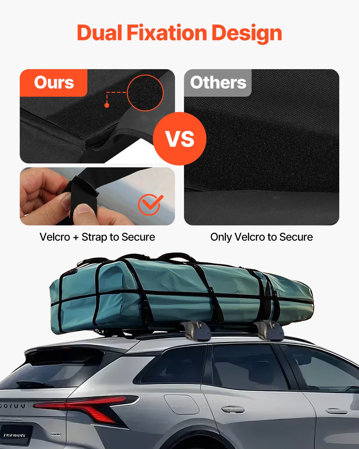 VEVOR Soft Roof Rack Pads, 28" Universal Car Roof Rack Pads for Various Crossbars, 88LBS Load Capacity Luggage Kayak Carrier with 2 Tie Down Straps & Velcros for SUPs Canoes Snowboards Paddle Boards