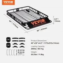 VEVOR Roof Rack Cargo Basket 200 LBS Capacity 46"x36"x4.5" for SUV Truck Cars