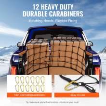 VEVOR Cargo Net Heavy Duty Bungee Cargo Net 7.2' x 10.8' Stretchable for Trucks