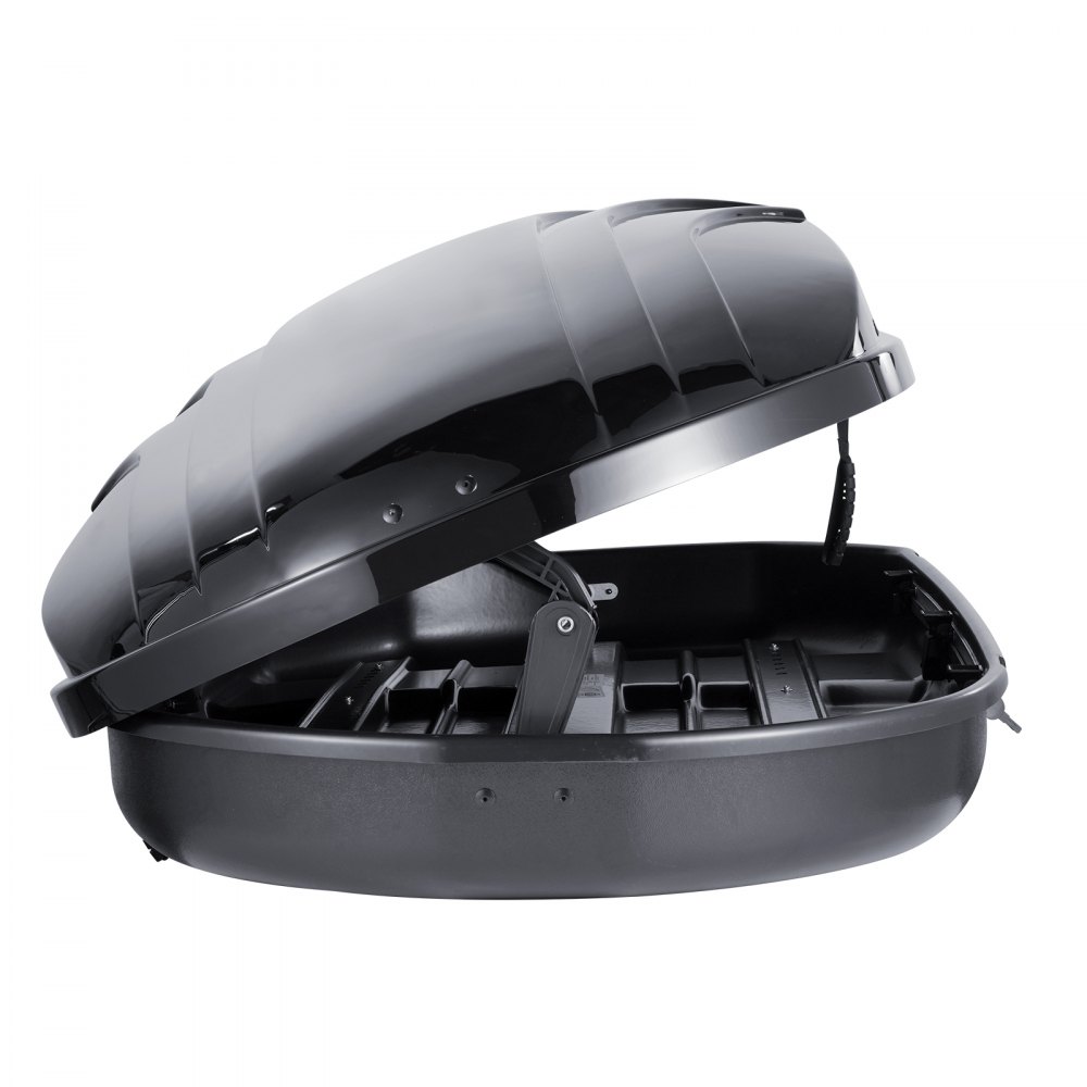 VEVOR Rooftop Cargo Carrier, 340 L Roof Cargo Box, ABS Hard Shell Roof Box, with Dual-Sided Opening and 2 Reinforced Straps, Aerodynamic, Suitable for most Crossbar, for Car, Wagon, SUV, Black