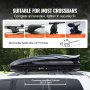 VEVOR Rooftop Cargo Carrier 340 L Luggage Storage Box ABS for SUVs Cars