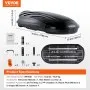 VEVOR Rooftop Cargo Carrier, 340 L Roof Cargo Box, ABS Hard Shell Roof Box, with Dual-Sided Opening and 2 Reinforced Straps, Aerodynamic, Suitable for most Crossbar, for Car, Wagon, SUV, Black
