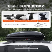 VEVOR Rooftop Cargo Carrier 14 Cubic Feet Luggage Storage Box ABS for SUVs Cars