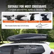 VEVOR Rooftop Cargo Carrier 18 Cubic Feet Luggage Storage Box ABS for SUVs Cars