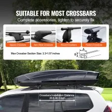 VEVOR Rooftop Cargo Carrier 22 Cubic Feet Luggage Storage Box ABS for SUVs Cars