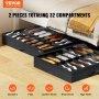 Vevor Sturdy Under Bed Shoe Storage Organizer, Set of 2, 32 Compartments, Underbed Shoes Closet Storage Solution with Clear Window, Breathable, L31.5"x W23.6"x H5.9", Black