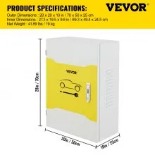 VEVOR Tesla Charger Station Box, 28\'\' x 20\'\' x 10\'\', Outdoor Cable Box Charging Box Cable Organizer, IP32 Waterproof Dustproof Cool Roll Steel Electrical Enclosure Box, for Tesla Wall Connector