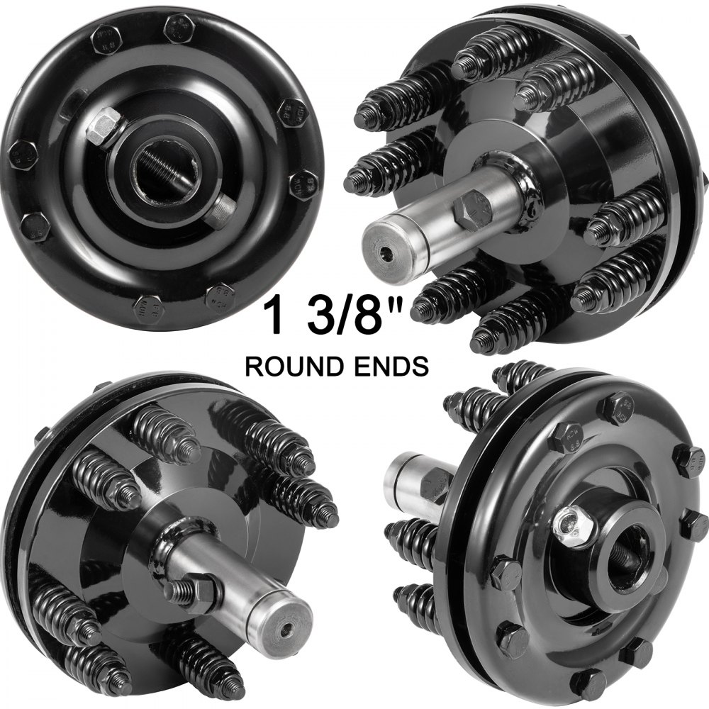 VEVOR Slip Clutch, 1 3/8\" PTO Slip Clutch, Smooth Round Ends PTO Friction Clutch, Carburized Steel Tractor Slip Clutch, Adjustable Rotary Cutter Slip Clutch, Black Brush Hog Slip Clutch for PTO Shaft