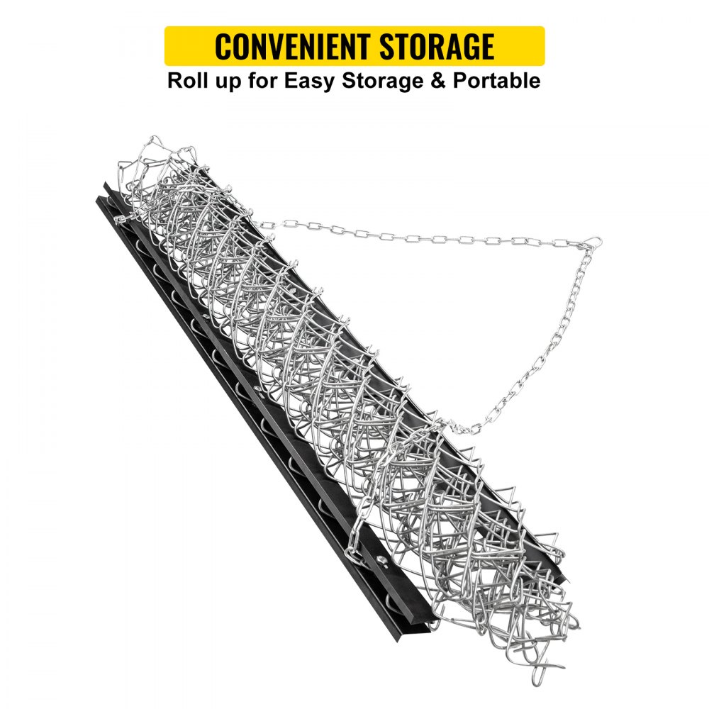 VEVOR Drag Harrow, 4' x 5' ATV Chain Harrow, UTV Tractor Attachments Field Drag Mat for Landscape Leveling or Sod Prepping, Durable Harrow Rake Grader for Gravel Driveway, Farm, Garden, Field