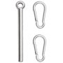 metal attachment accessories for VEVOR atv chain drag mat including a rod and two carabiners.