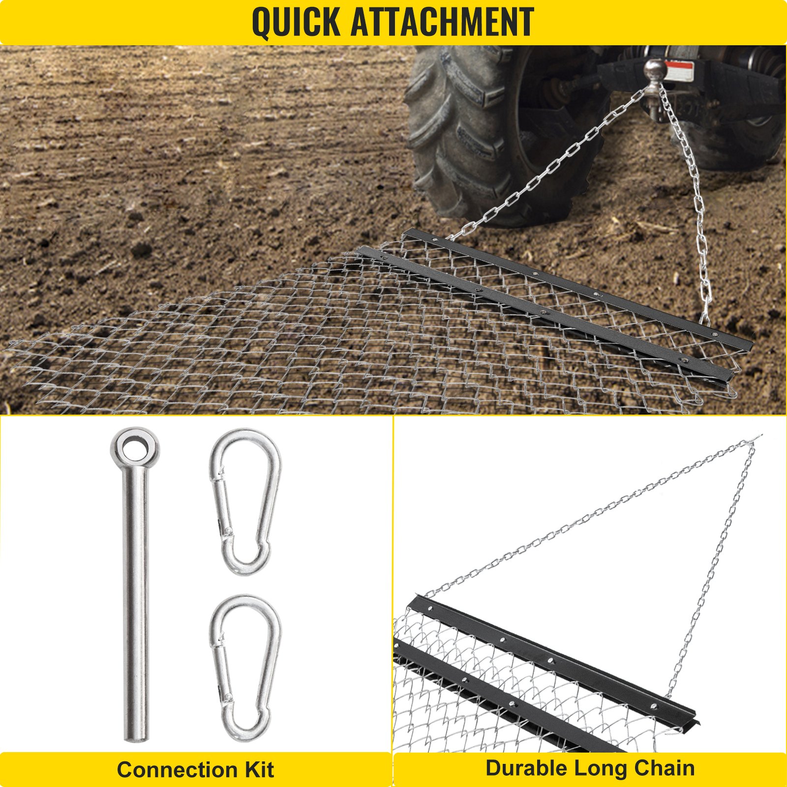 VEVOR atv chain drag mat with quick attachment and durable long chain.