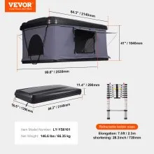 VEVOR Rooftop Tent Hard Shell, Naturnest Rooftop Tent Hardshell for 2-3 Person, Hard Shell Roof Top Tent with Telescopic Ladder Thick Mattress, Waterproof Windproof for Jeep SUV Van Pickup Truck
