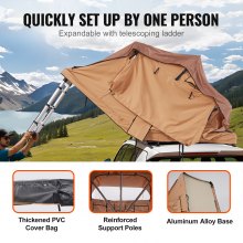 VEVOR Rooftop Tent Hard Shell 2-3 Person Waterproof for Jeep SUV Truck w/ Ladder