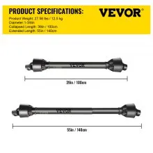 VEVOR PTO Shaft 1 3/8" PTO Drive Shaft, 6 Spline End Round End PTO Driveline Shaft, Series 4 Tractor PTO Shaft, 39"-55" Brush Hog PTO Shaft, Black PTO Shaft for Bush Hog/Finish Mower/Rotary Cutter