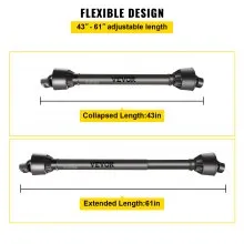 VEVOR PTO Shaft, 1-3/8" PTO Drive Shaft, 6 Spline Tractor, Round Implement Ends PTO Driveline Shaft, Series 4 Tractor PTO Shaft, 43"-61" Brush Hog PTO Shaft Black, for Finish Mower, Rotary Cutter