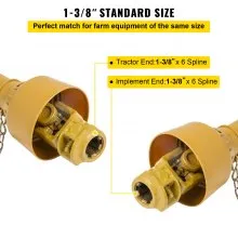 VEVOR PTO Shaft, 1-3/8” PTO Drive Shaft, 6 Spline Tractor and Implement Ends PTO Driveline Shaft, Series 4 Tractor PTO Shaft, 39”-55” Brush Hog PTO Shaft, PTO Shaft for Bush Hog/Finish Mower