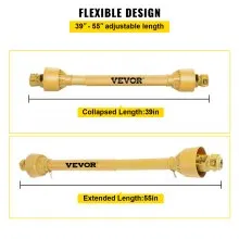 VEVOR PTO Shaft, 1-3/8” PTO Drive Shaft, 6 Spline Tractor and Implement Ends PTO Driveline Shaft, Series 4 Tractor PTO Shaft, 39”-55” Brush Hog PTO Shaft, PTO Shaft for Bush Hog/Finish Mower