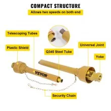 VEVOR PTO Shaft, 1-3/8” PTO Drive Shaft, 6 Spline Tractor and Implement Ends PTO Driveline Shaft, Series 4 Tractor PTO Shaft, 39”-55” Brush Hog PTO Shaft, PTO Shaft for Bush Hog/Finish Mower