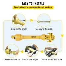 VEVOR PTO Shaft, 1-3/8" PTO Drive Shaft, 6 Spline Both Ends PTO Driveline Shaft, Series 4 Tractor PTO Shaft, 31.5"-41" Brush Hog PTO Shaft, Yellow PTO Shaft w/Slip Clutch for Bush Hog/Finish Mower