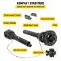 VEVOR PTO Shaft, 1-3/8” PTO Drive Shaft, 6 Spline Both Ends PTO Driveline Shaft, Series 6 Tractor PTO Shaft, 47”-67” Brush Hog PTO Shaft, Black PTO Shaft w/Slip Clutch for Bush Hog/Finish Mower