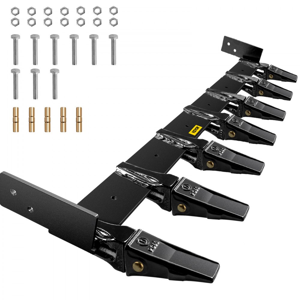 VEVOR bucket tooth bar with bolts, nuts, and connectors for installation.