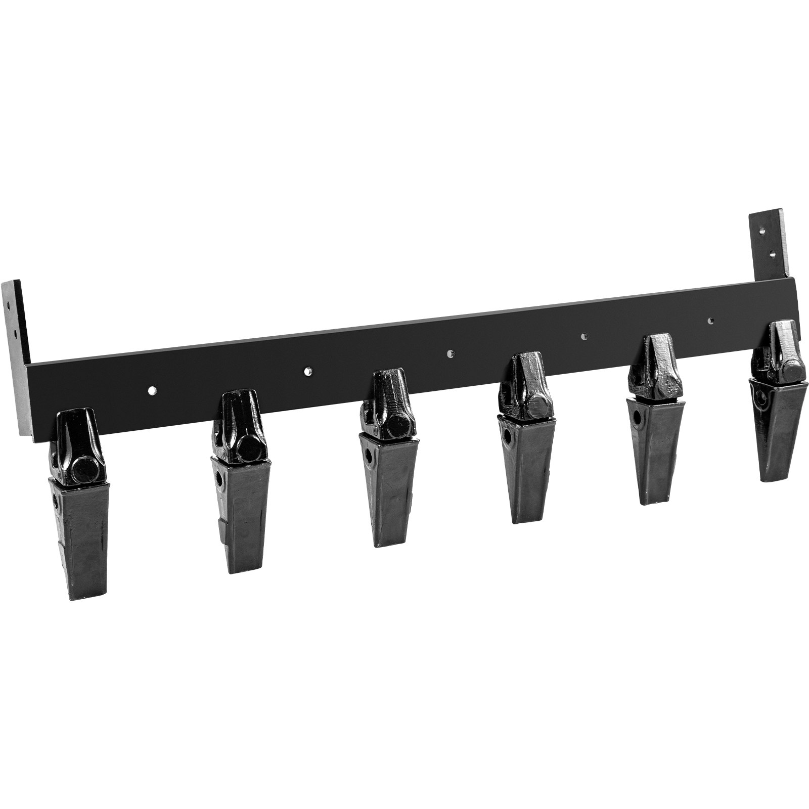 VEVOR Bucket Tooth Bar, 48in Inside Bucket Width Tractor Bucket Teeth, 9.84in Teeth Space Tooth Bar for Loader Bucket 23TF, Bolt on Tooth Bucket Enables Penetration of Compacted Soil