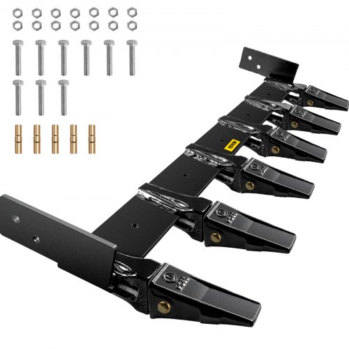 VEVOR Bucket Tooth Bar 60'' Inside Bucket Width Tractor Bucket Teeth 9.84'' Teeth Space Tooth Bar for Loader Bucket 23TF Bolt on Tooth Bucket Enables Penetration of Compacted Soil and Other Material
