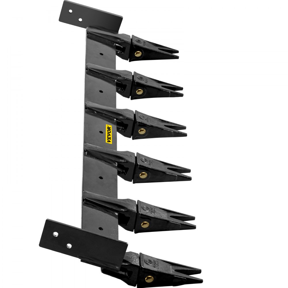 VEVOR Bucket Tooth Bar 60'' Inside Bucket Width Tractor Bucket Teeth 9.84'' Teeth Space Tooth Bar for Loader Bucket 23TF Bolt on Tooth Bucket Enables Penetration of Compacted Soil and Other Material