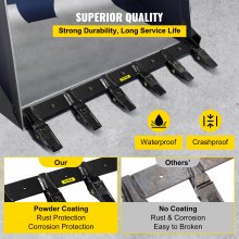 VEVOR Bucket Tooth Bar 60'' Inside Bucket Width Tractor Bucket Teeth 9.84'' Teeth Space Tooth Bar for Loader Bucket 23TF Bolt on Tooth Bucket Enables Penetration of Compacted Soil and Other Material